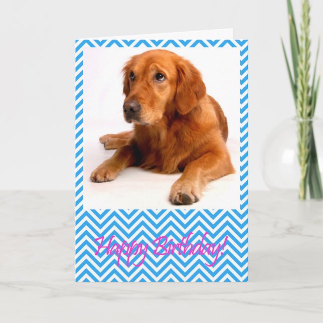 Cute Golden Retriever Dog Happy Birthday Card (Front)