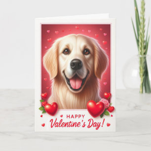 Cute Golden Retriever Dog Happy Valentine's Day Holiday Card