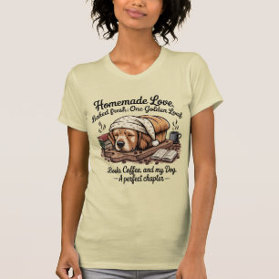  Cute Golden Retriever Dog Loaf   Books & Coffee  T-Shirt