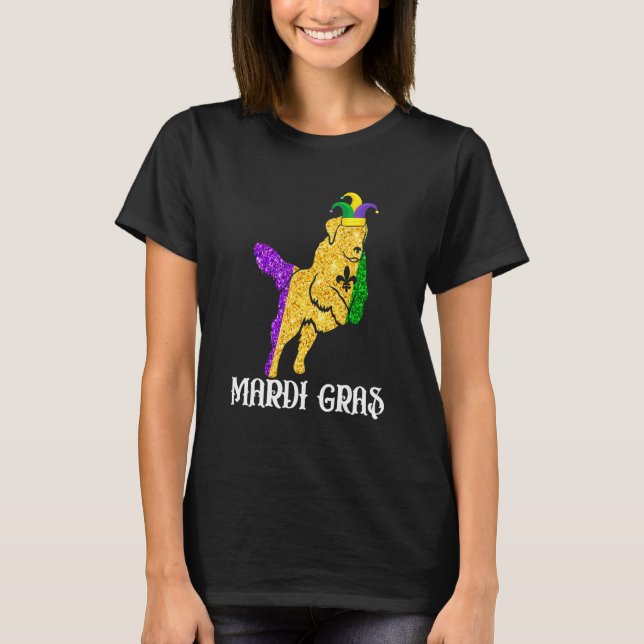 Cute Golden Retriever Dog Lover Mardi Gras Party J T-Shirt (Front)