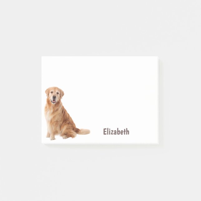 Cute Golden Retriever Dog Personalised Name Post-it Notes (Front)