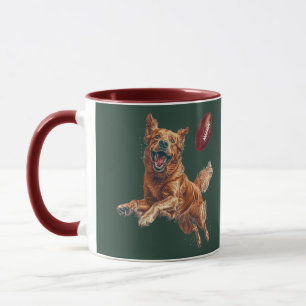 Cute Golden Retriever Dog Playing Football Mug