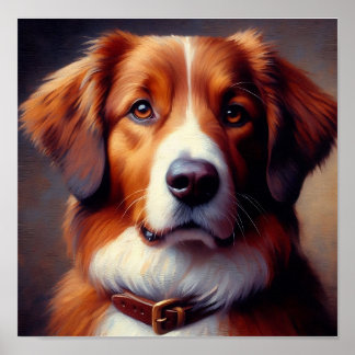 Cute golden retriever dog poster