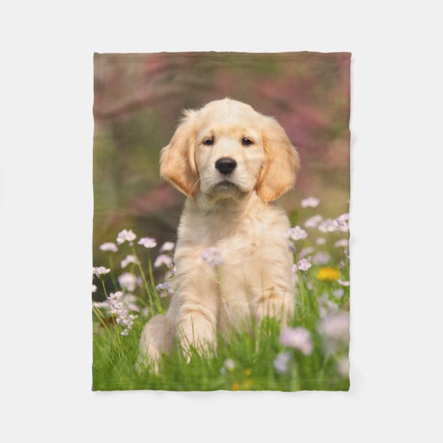 Cute Golden Retriever Dog Puppy, comfy Fleece Blanket (Front)
