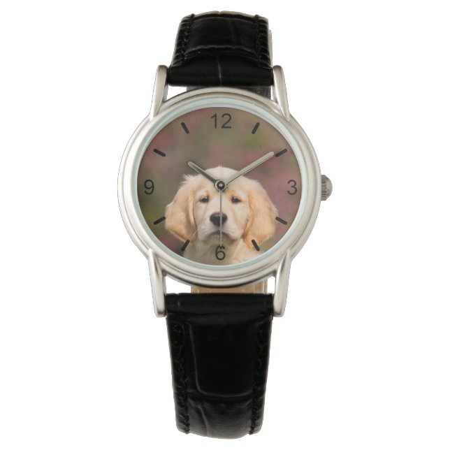 Cute Golden Retriever Dog Puppy Face -- dial-plate Watch (Front)
