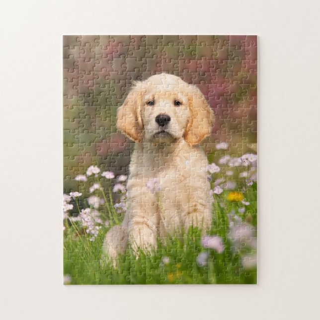 Cute Golden Retriever Dog Puppy Game 11x14 Jigsaw Puzzle (Vertical)