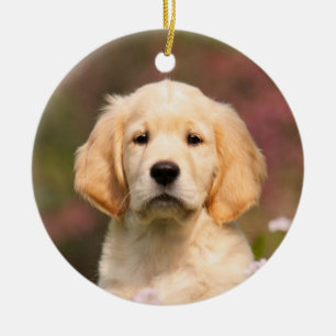 Cute Golden Retriever Dog Puppy hang Decor Ceramic Tree Decoration