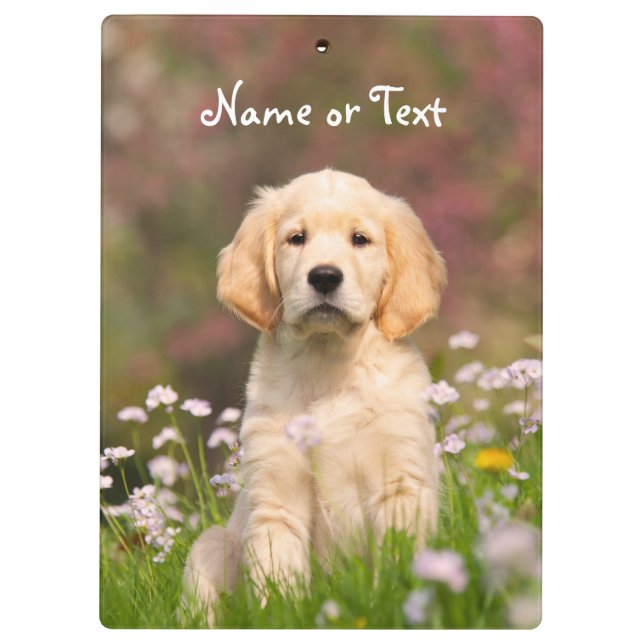 Cute Golden Retriever Dog Puppy Photo Personalised Clipboard (Back)