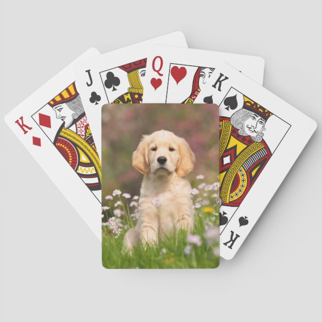 Cute Golden Retriever Dog Puppy Photo Portrait - Playing Cards (Back)