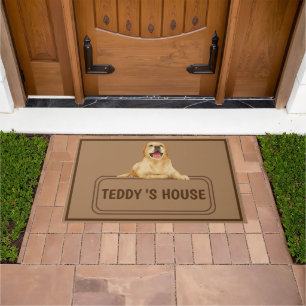 cute golden retriever DOG Sign House custom name Doormat