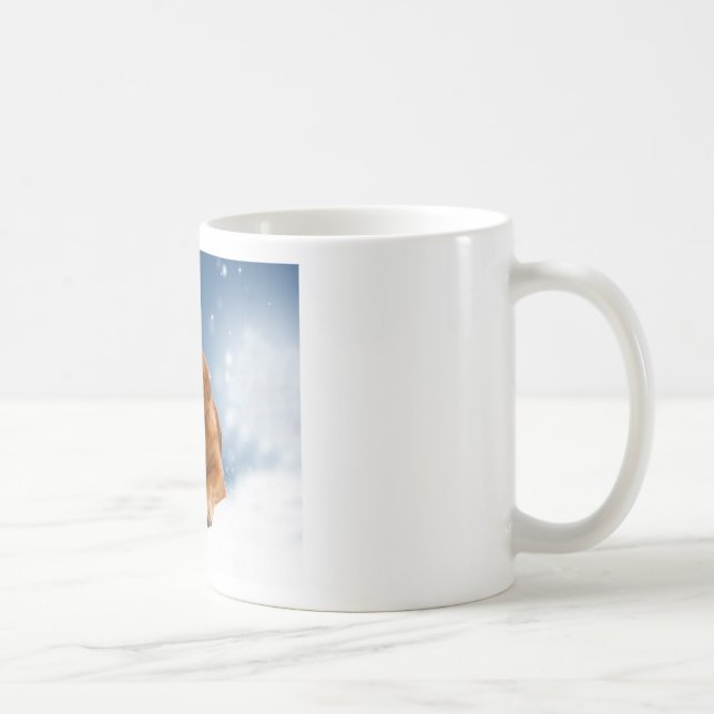 Cute Golden Retriever Dog Sitting in Snow Stars Coffee Mug (Right)