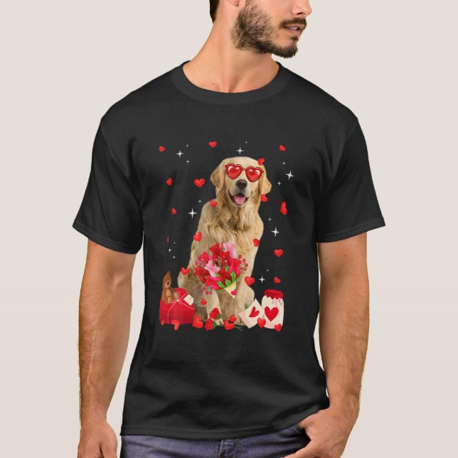 Cute Golden Retriever Dog Valentine Fun Dog Dad Do T-Shirt (Front)