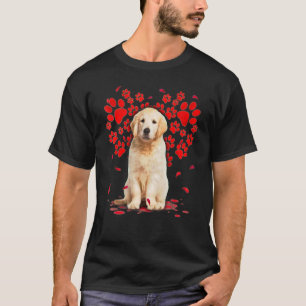 Cute Golden Retriever Dog Valentine Heart Paws - S T-Shirt
