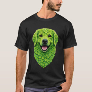 Cute Golden Retriever Dog with Shamrocks Art St Pa T-Shirt