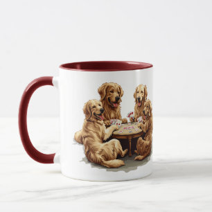 Cute Golden Retriever Dogs Playing Cards Mug