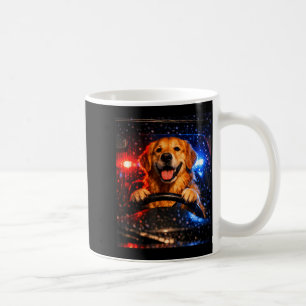 Cute golden retriever driving car animal joke coffee mug