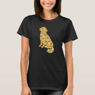 Cute Golden Retriever Flower Floral Silhouette Dog T-Shirt