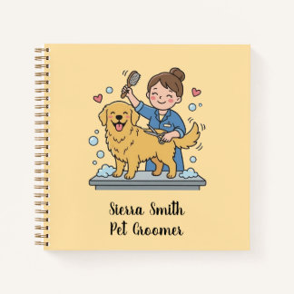 Cute Golden Retriever Grooming Professional Notes Notebook