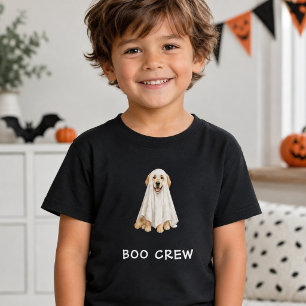 Cute Golden Retriever Halloween Ghost Boo Crew Baby T-Shirt