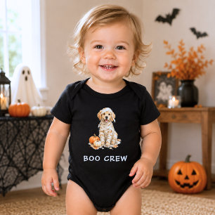 Cute Golden Retriever Halloween Mummy Boo Crew Baby Bodysuit