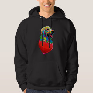 Cute Golden Retriever Heart Dog Lovers Colourful V Hoodie