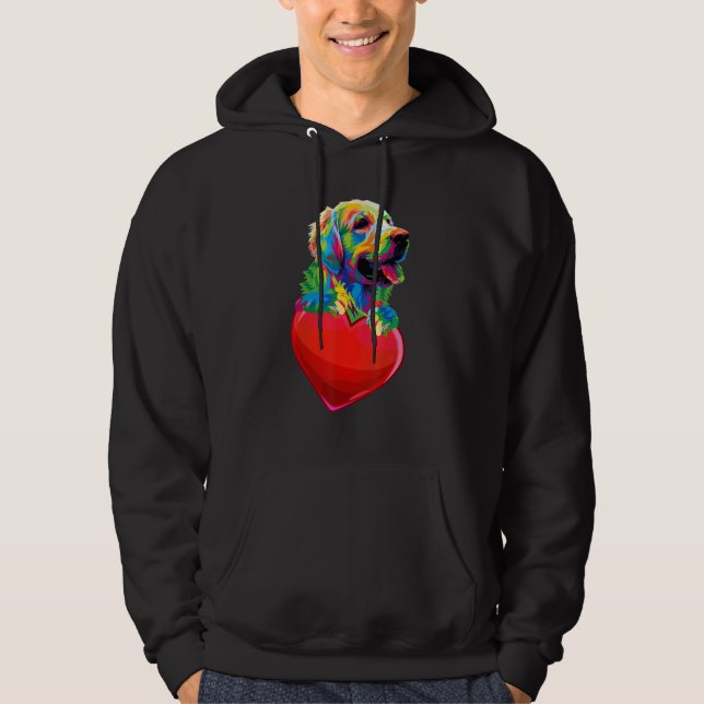 Cute Golden Retriever Heart Dog Lovers Colourful V Hoodie (Front)