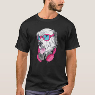 Cute Golden Retriever Hip Dog With Sunglasses And  T-Shirt