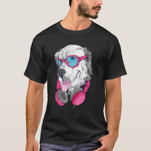 Cute Golden Retriever Hip Dog With Sunglasses And  T-Shirt