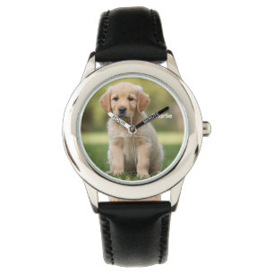 Cute Golden Retriever Kid's Personalized Watch
