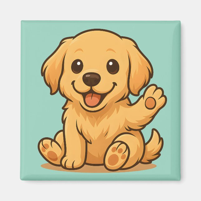 Cute Golden Retriever Magnet Fridge Kitchen Decor (Front)
