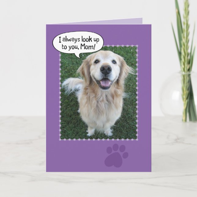 Cute Golden Retriever Mother's Day Card (Front)