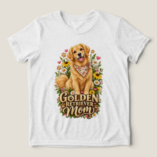 Cute Golden Retriever Mum Floral Dog Lover Tri-Blend Shirt