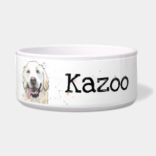 Cute Golden Retriever personalised named dog Bowl