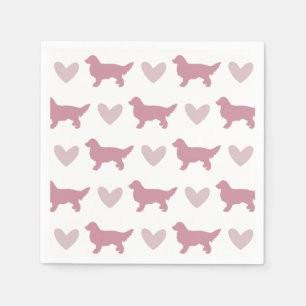 Cute Golden Retriever Pink Dog Valentines  Napkin