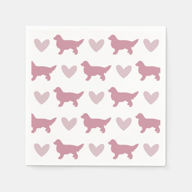 Cute Golden Retriever Pink Dog Valentines  Napkin (Front)