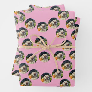 Cute Golden Retriever Pink Wrapping Paper