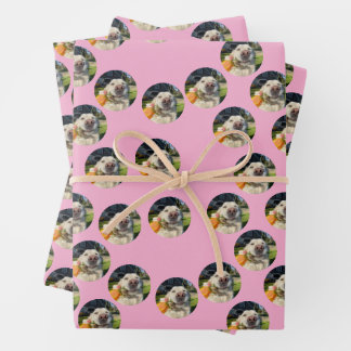 Cute Golden Retriever Pink Wrapping Paper