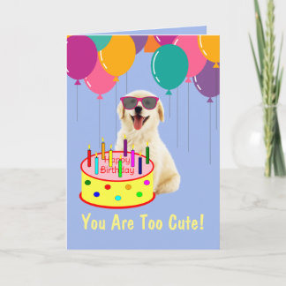Cute Golden Retriever Puppy Birthday Card