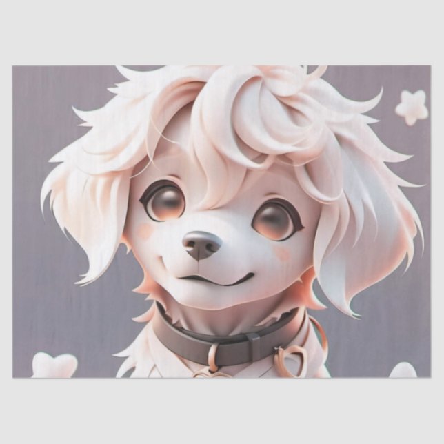 Cute Golden Retriever Puppy Birthday Gift Wrap Tissue Paper (Front)