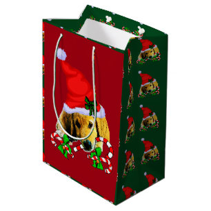Cute Golden Retriever Puppy Christmas Medium Gift Bag