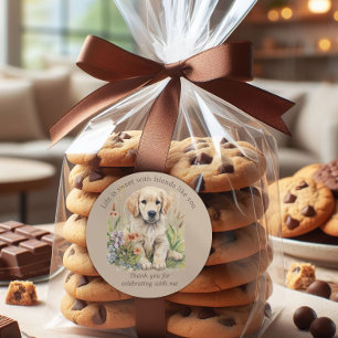 Cute Golden Retriever Puppy Cookie Candy  Classic Round Sticker