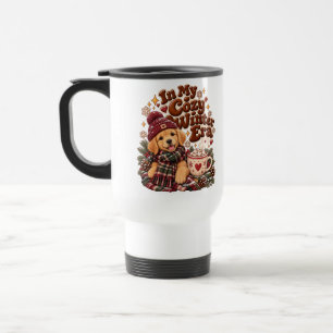 Cute Golden Retriever Puppy Cosy Winter Era  Travel Mug