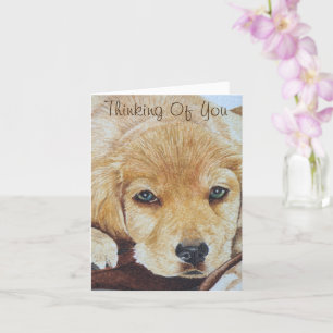 cute golden retriever puppy dog portrait card