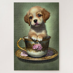 Cute Golden Retriever Puppy in a Teacup Jigsaw Puzzle