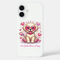 Cute Golden Retriever Puppy with Heart Glasses