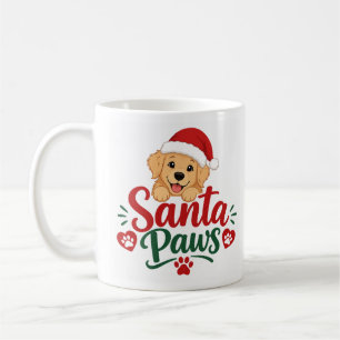 Cute Golden Retriever Santa Paws Puppy Christmas Coffee Mug