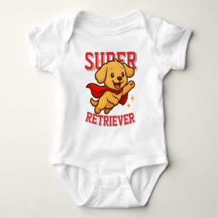 Cute Golden Retriever Superhero Unisex Man Woman  Baby Bodysuit