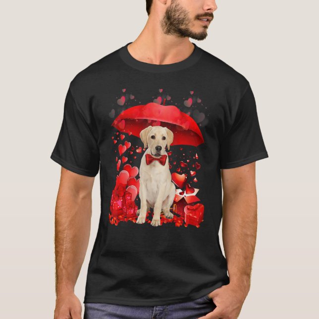 Cute Golden Retriever Valentine Hearts Umbrella Lo T-Shirt (Front)