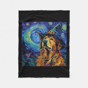 Cute Golden Retriever Witch _ Funny Dog Halloween Fleece Blanket