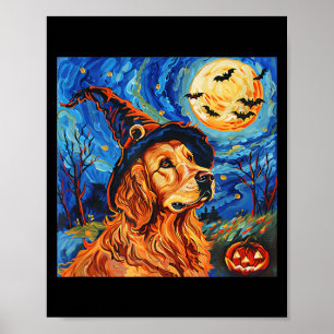 Cute Golden Retriever Witch _ Funny Dog Halloween Poster